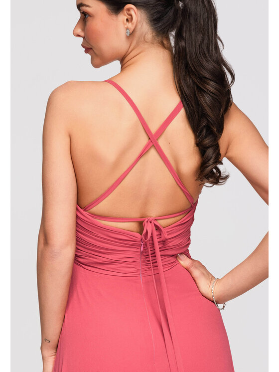 Ombre Ombre Sukienka wieczorowa LA-OM-DLR310 Koralowy Regular Fit