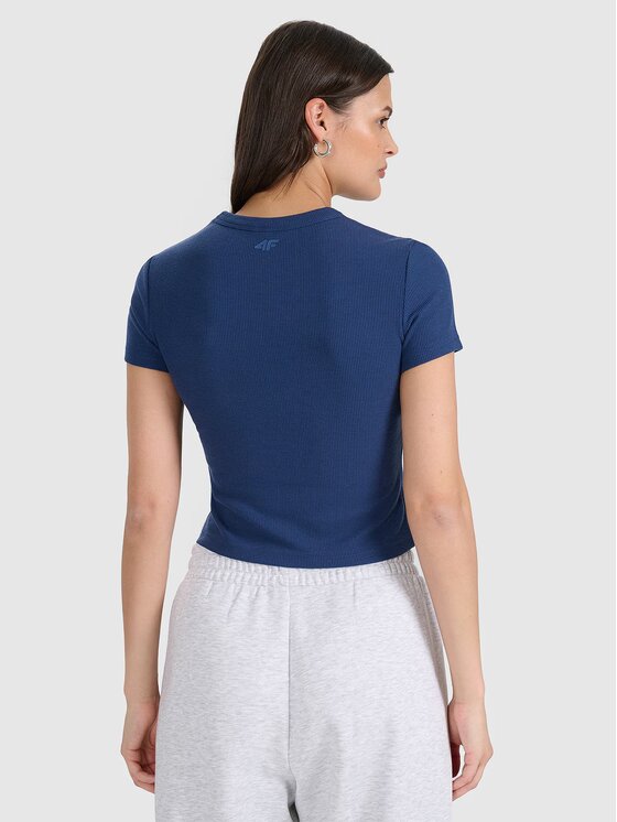 4F 4F Tričko 4FRSS25TTSHF2749-30S Modrá Slim Fit