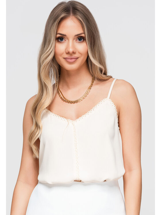 Ombre Ombre Bluzka OW-TS-E0057 Beżowy Loose Fit