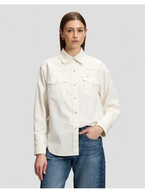 Lee Lee Koszula ESSENTIAL WESTERN SHIRT Biały Relaxed Fit