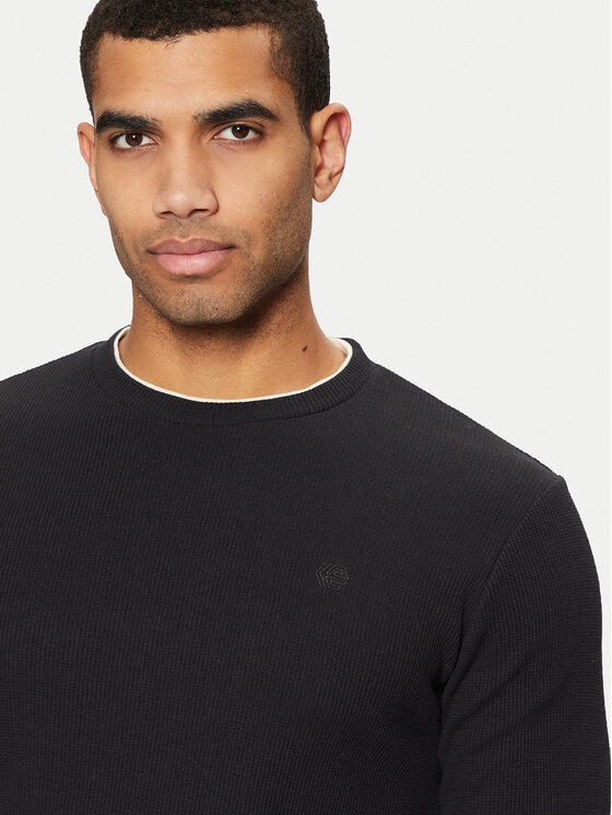 INDICODE INDICODE Longsleeve Sigfinn 45-673 Negru Regular Fit