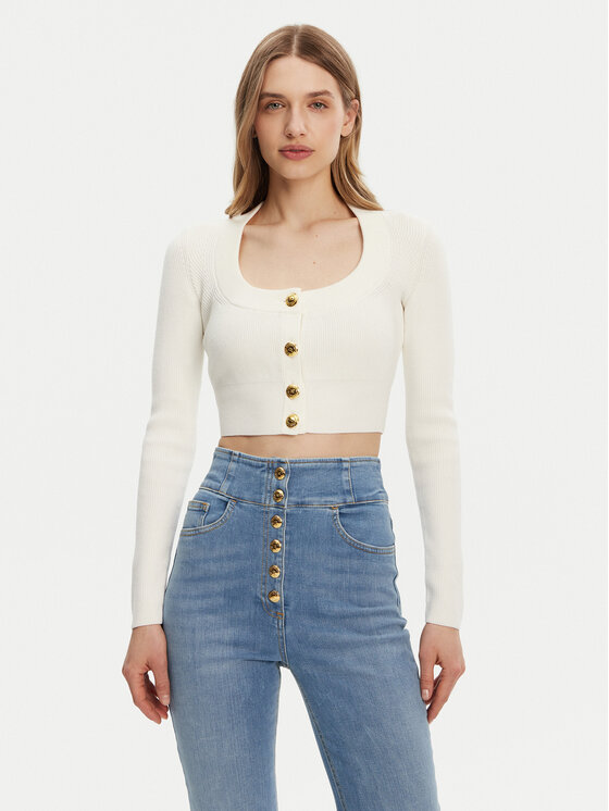 Elisabetta Franchi Elisabetta Franchi Kardigán MK53S51E2 Ekru Regular Fit