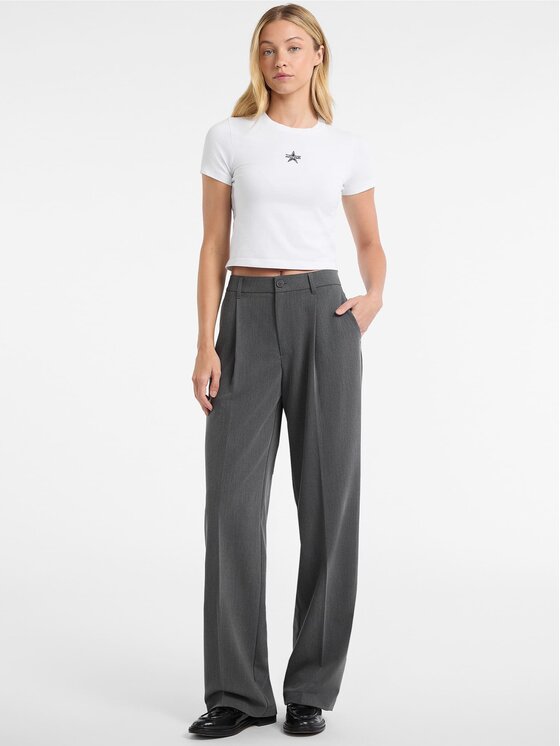 Guess Jeans Guess Jeans Kalhoty z materiálu 178875 Šedá Classic Fit