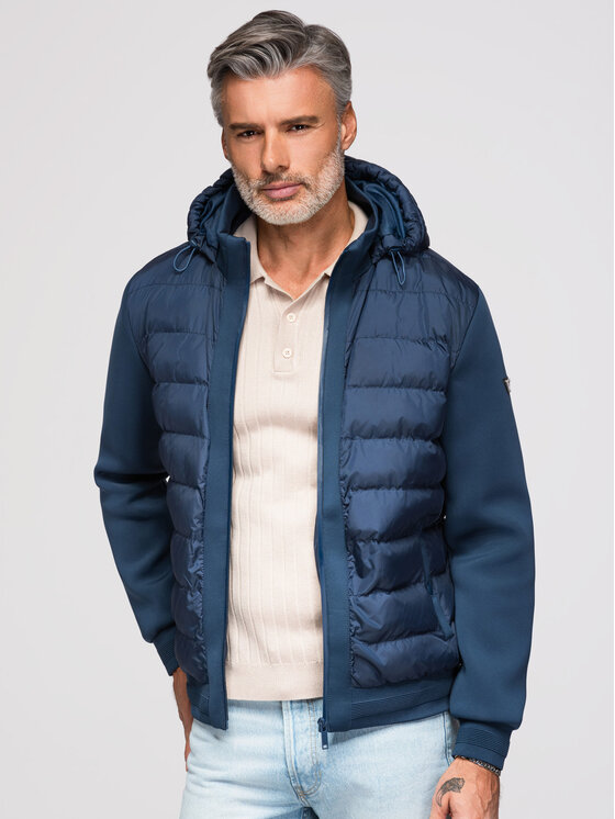 Ombre Ombre Kurtka przejściowa OM-JALP-0298 Granatowy Regular Fit