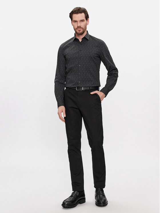 Calvin Klein Calvin Klein Πουκάμισο Logo Print K10K112312 Μαύρο Slim Fit