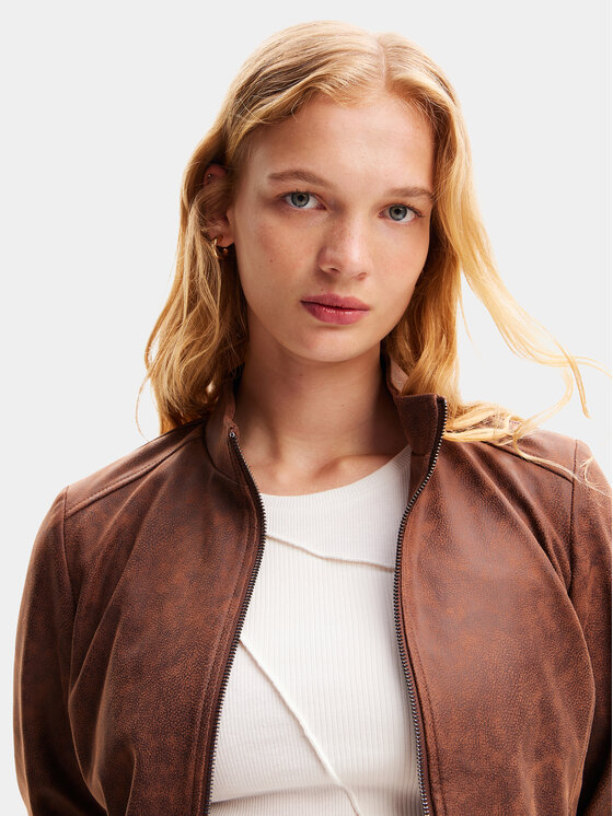 Desigual Desigual Μπουφάν από απομίμηση δέρματος Toronto 24SWEW12 Καφέ Regular Fit