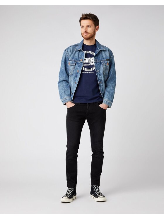 Wrangler Wrangler T-shirt SS ROUND LOGO TEE Blu Regular Fit