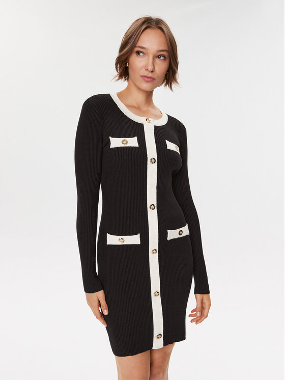 Gaudi Gaudi Kootud kleit 321FD13009 Must Regular Fit