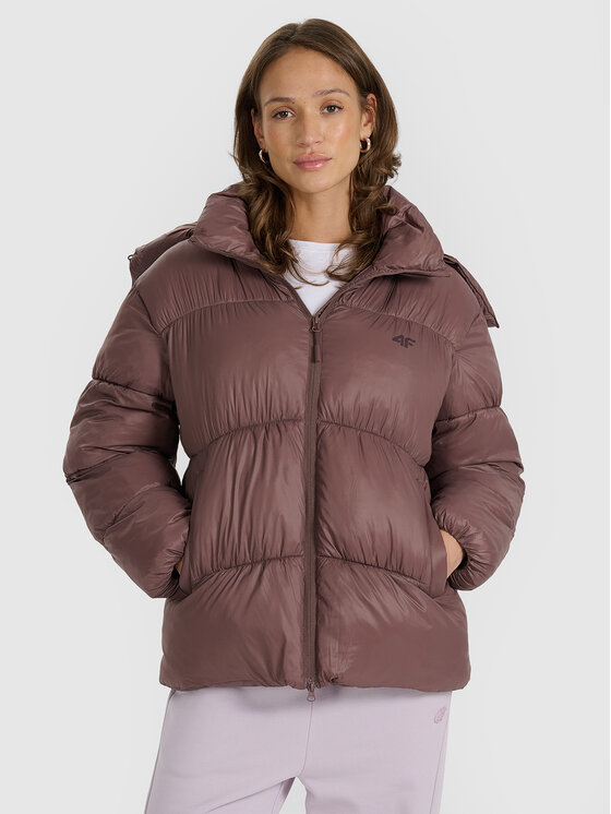 4F 4F Kurtka puchowa URBAN COMMUTER Brązowy ciemny Oversize