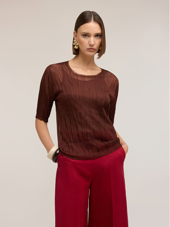 Motivi Motivi T-shirt M241W003951N022 Marrone Regular Fit