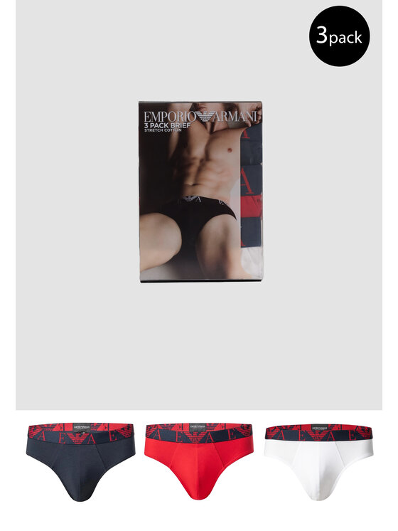 Bokserki Emporio Armani Underwear, Rozmiar S, Czerwone, 3 PACK BRIEF