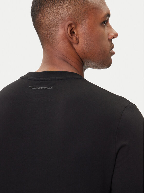 KARL LAGERFELD KARL LAGERFELD Pikkade varrukatega T-särk 755055 554225 Must Regular Fit