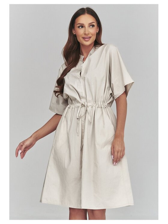 Makadamia Makadamia Sukienka codzienna C62 Beżowy Loose Fit