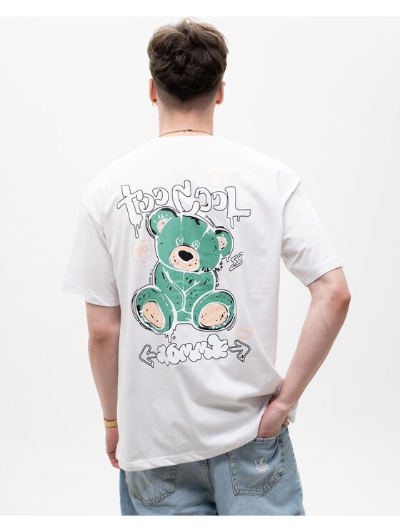 MyStars MyStars T-Shirt Koszulka Z Krótkim Rękawem Męska Biała MyStars Too Cool Miś L Biały Regular Fit