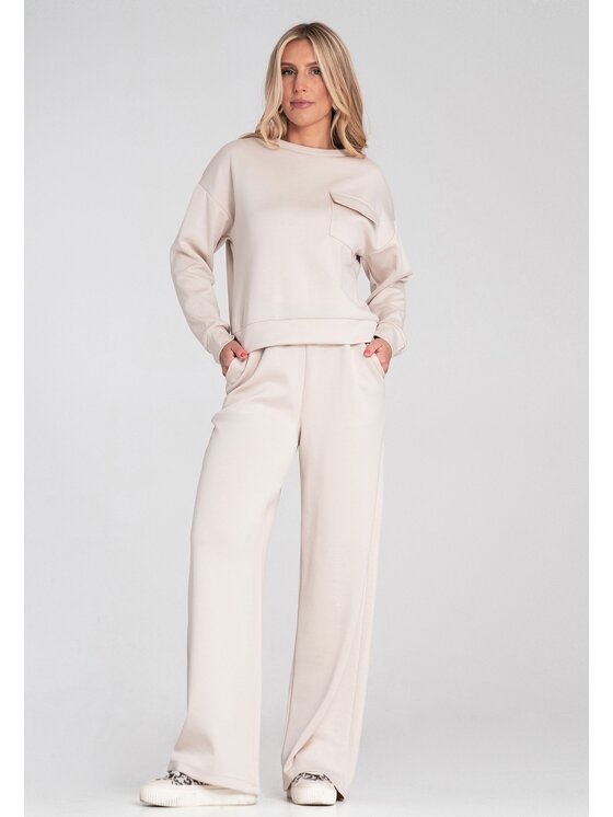 FIGL FIGL Bluza M1202 Beżowy Regular Fit