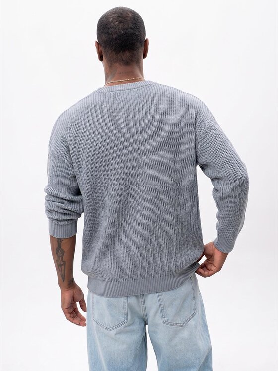 Jigga Wear Jigga Wear Sweter Luźny wygodny na jesień zimę 132250 Szary Regular Fit