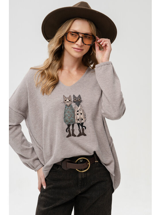 blue shadow blue shadow Sweter Kety Beżowy Regular Fit