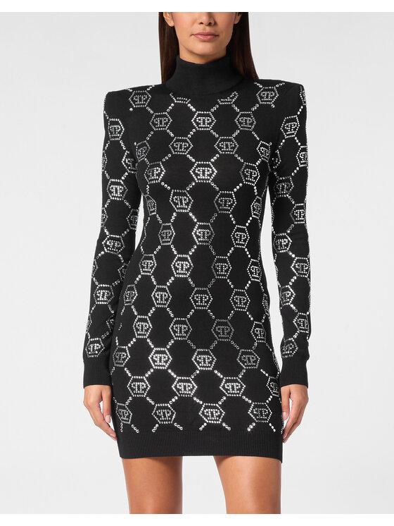 PHILIPP PLEIN PHILIPP PLEIN Sukienka wieczorowa 11551 Czarny Fitted Fit