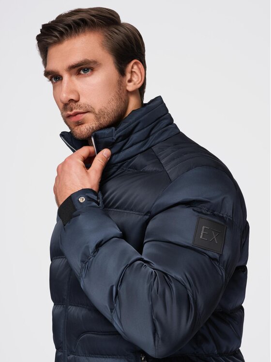 Ombre Ombre Kurtka przejściowa OM-JALP-0218 Granatowy Regular Fit