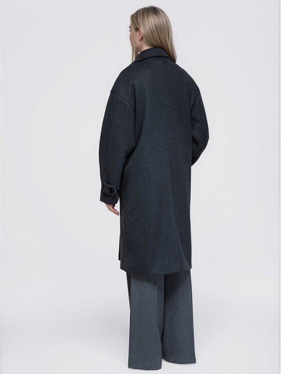 Ombre Ombre Płaszcz przejściowy OW-CT-E0023 Szary ciemny Relaxed Fit