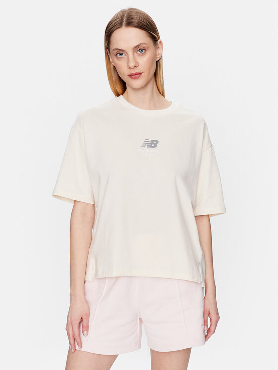 New Balance T-shirt WT31511 Beige Oversize, taglia : XS