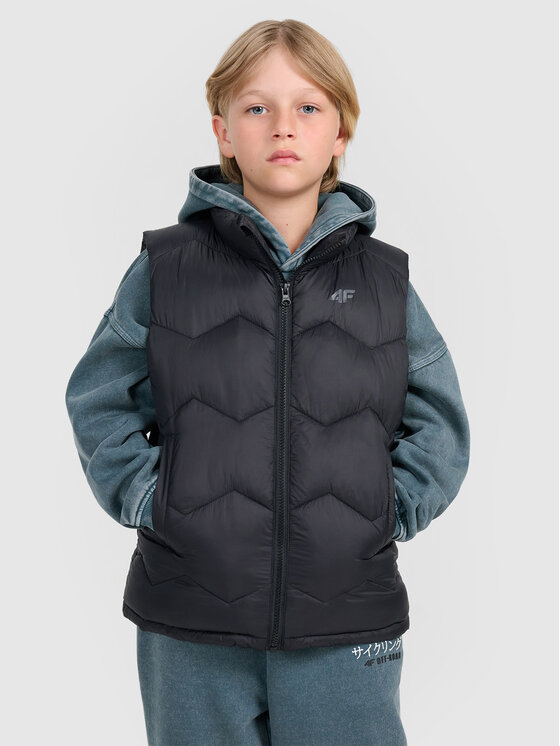 4F 4F Kamizelka OUTERWEAR Czarny Regular Fit