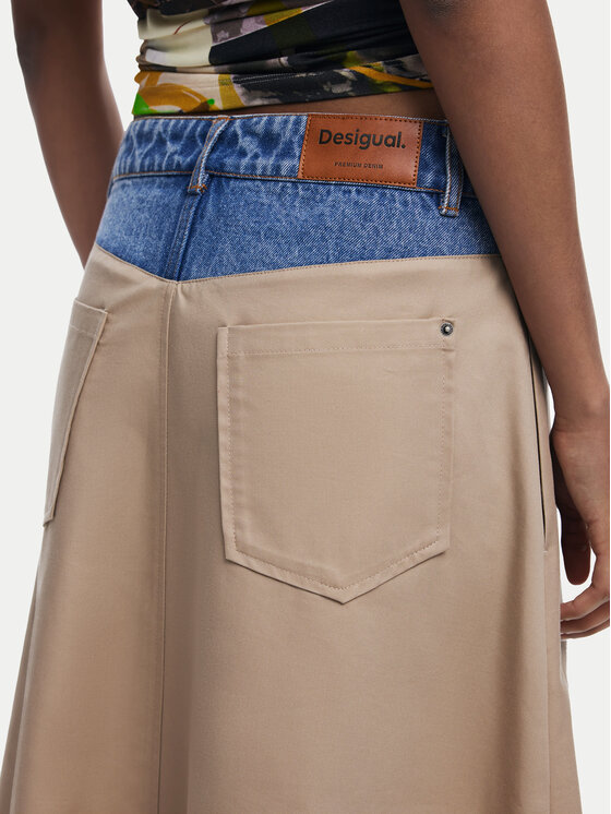 Desigual Desigual Trapézová sukně Barcelo 25SWFW12 Béžová Regular Fit