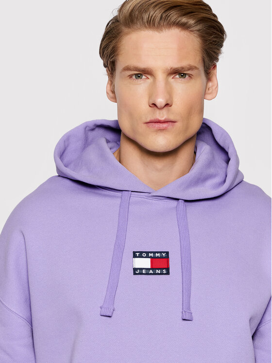 Tommy Jeans Felpa Badge DM0DM10904 Viola Relaxed Fit Modivo