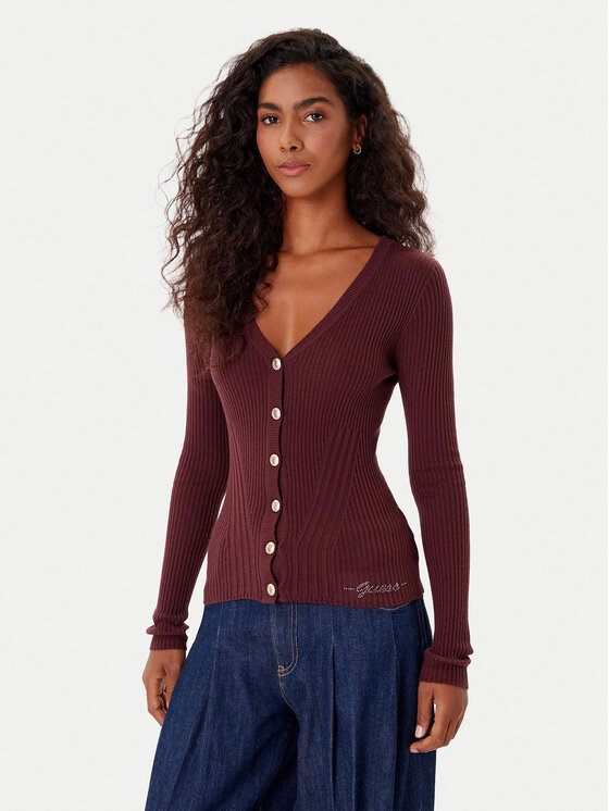 Guess Guess Strickjacke W5BR16 Z3OW2 Dunkelrot Slim Fit