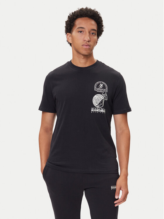 Napapijri Napapijri T-krekls S-Funes Ss NP0A88UA Melns Regular Fit