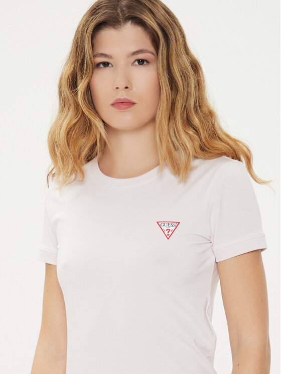Guess Guess T-Shirt W2YI44 J1314 Różowy Slim Fit
