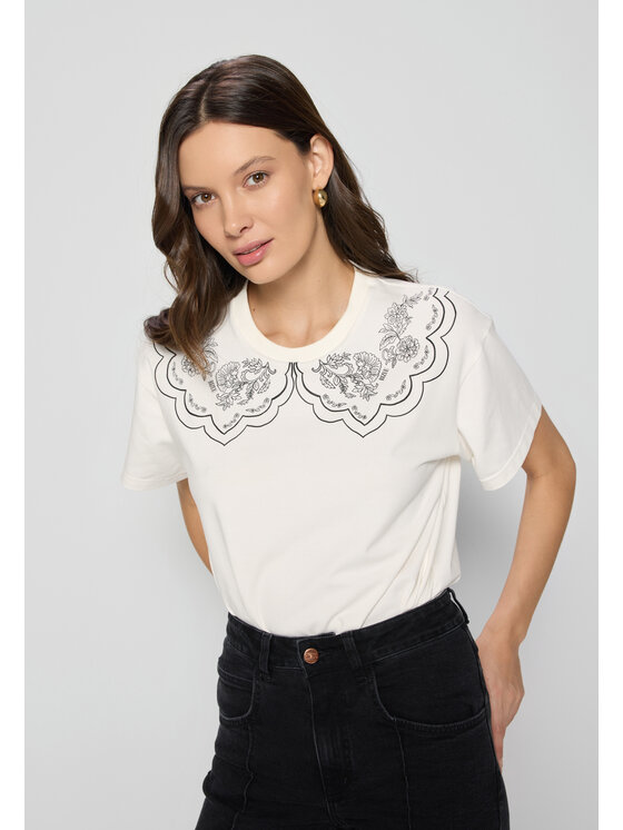 BIZUU BIZUU T-Shirt COLLARY Bílá Standard Fit