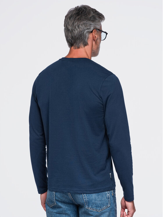 Ombre Ombre S dlouhým rukávem OM-LSBL-0143 Tmavomodrá Regular Fit