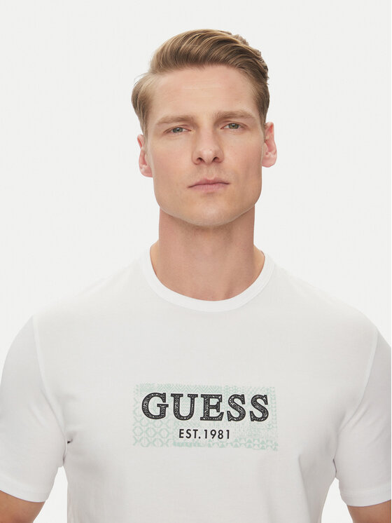 Guess Guess T-Shirt M5GI19 J1314 Bílá Slim Fit