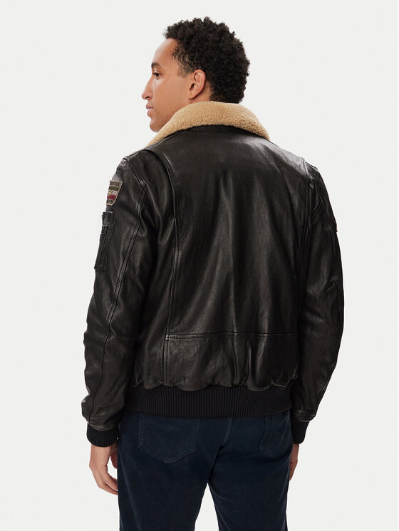 Aeronautica Militare Aeronautica Militare Μπουφάν δερμάτινο 262PN0968U100839 Μαύρο Regular Fit