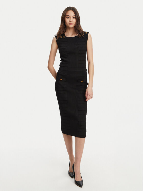 Guess Guess Bluză W5YR12 Z0130 Negru Regular Fit