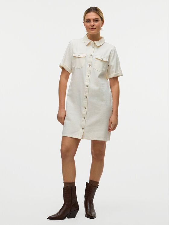 Vero Moda Vero Moda Džínové šaty Jennie 10309665 Bílá Regular Fit