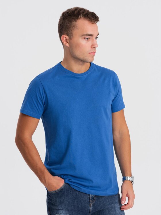 Ombre Ombre T-Shirt OM-TSBS-0146 Niebieski Regular Fit