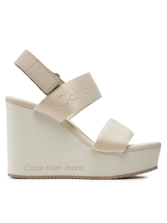 Sandale Calvin Klein Jeans Wedge Sandal Webbing In Mtl YW0YW01479 Écru