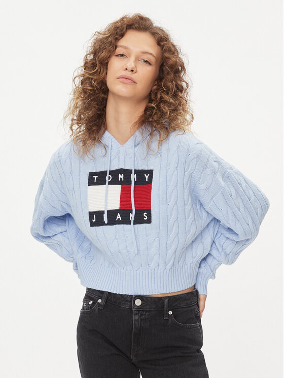 Tommy Jeans Tommy Jeans Sweater Center Flag DW0DW16528 Kék Regular Fit