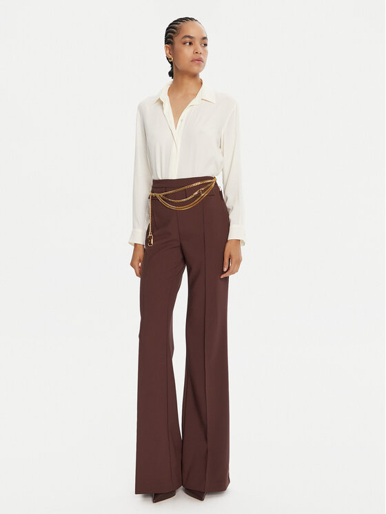Elisabetta Franchi Elisabetta Franchi Hlače iz tkanine PA-121-56E2-V380 Rjava Regular Fit