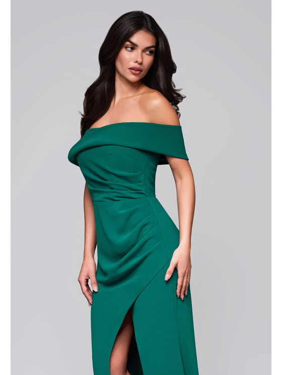 Ombre Ombre Sukienka wieczorowa LA-OM-DLR232 Zielony Regular Fit