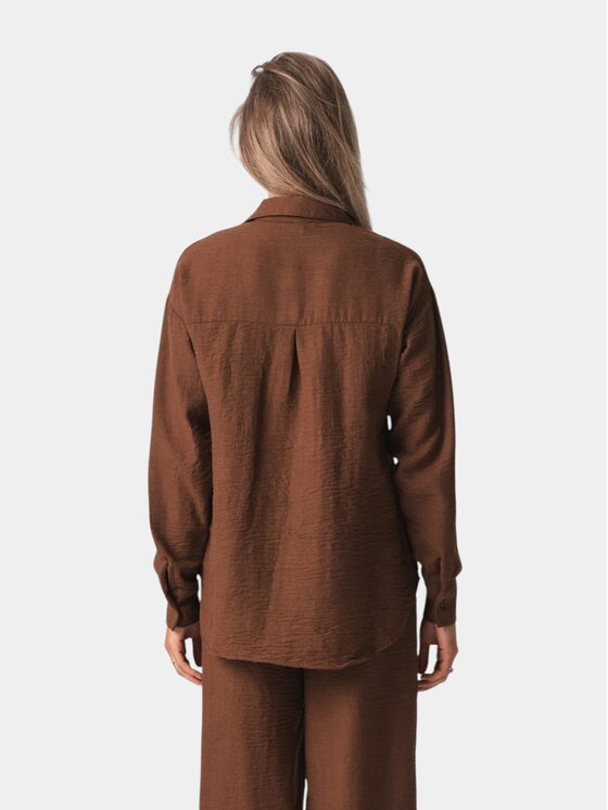 TeeShoppen TeeShoppen Koszula 'Basic Collection' Brązowy Oversize