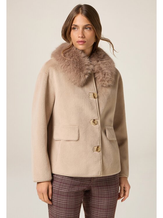 Oltre Oltre Cappotto invernale 0082J000125N002 Crema Boxy Fit