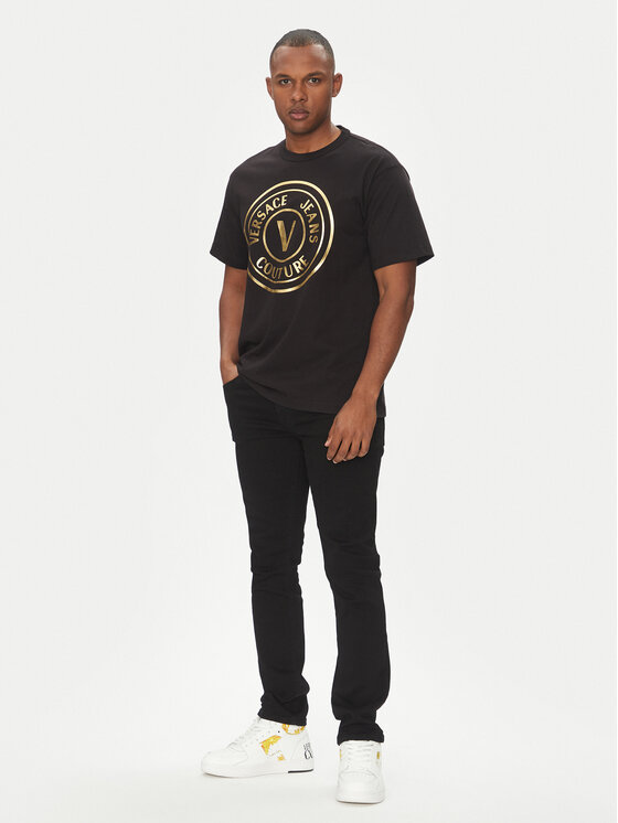 Versace Jeans Couture Versace Jeans Couture Marškinėliai 78GAHT01 Juoda Regular Fit