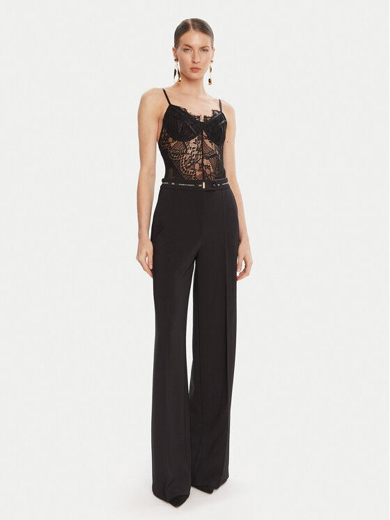 Elisabetta Franchi Elisabetta Franchi Παντελόνι υφασμάτινο PA-103-56E2 Μαύρο Regular Fit