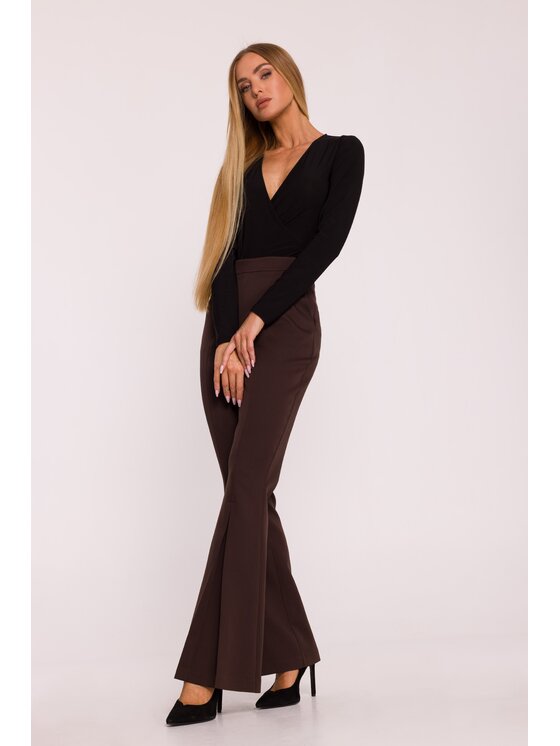 Made of Emotion Made of Emotion Spodnie materiałowe M874 Brązowy Wide Leg