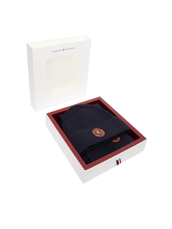 Tommy Hilfiger Tommy Hilfiger Sada čepice a šál Th Crest Giftpack AM0AM14586 Tmavomodrá