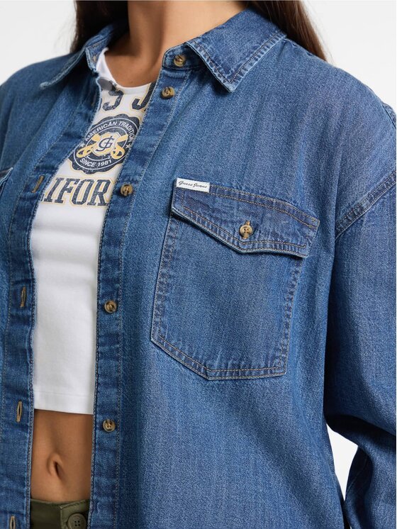 Guess Guess Bluzka 174465 Niebieski Classic Fit
