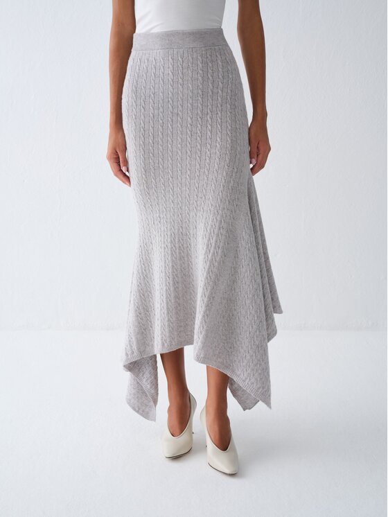La Mania La Mania Spódnica midi MALORIE Szary jasny Basic Fit